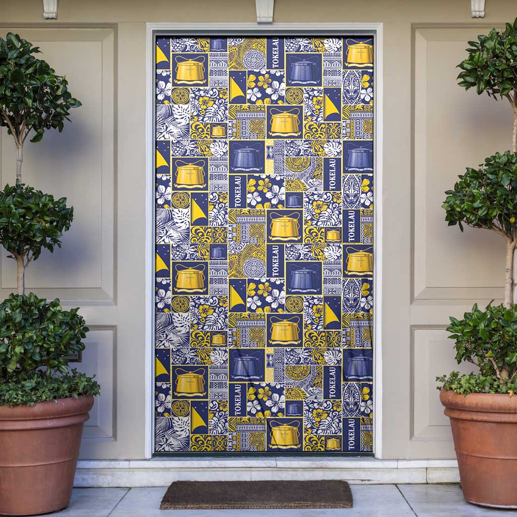 Tokelau Manuia te Kilihimahi Door Cover Pacific Patchwork Xmas Vibes LT9 Blue - Polynesian Pride