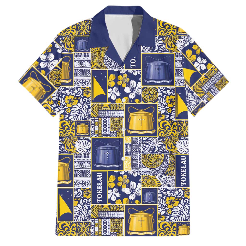 Tokelau Manuia te Kilihimahi Family Matching Puletasi and Hawaiian Shirt Pacific Patchwork Xmas Vibes LT9 Dad's Shirt - Short Sleeve Blue - Polynesian Pride