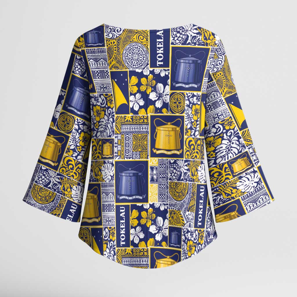 Tokelau Manuia te Kilihimahi Kimono Sleeve Blouse Pacific Patchwork Xmas Vibes LT9 - Polynesian Pride