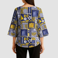 Tokelau Manuia te Kilihimahi Kimono Sleeve Blouse Pacific Patchwork Xmas Vibes LT9 - Polynesian Pride