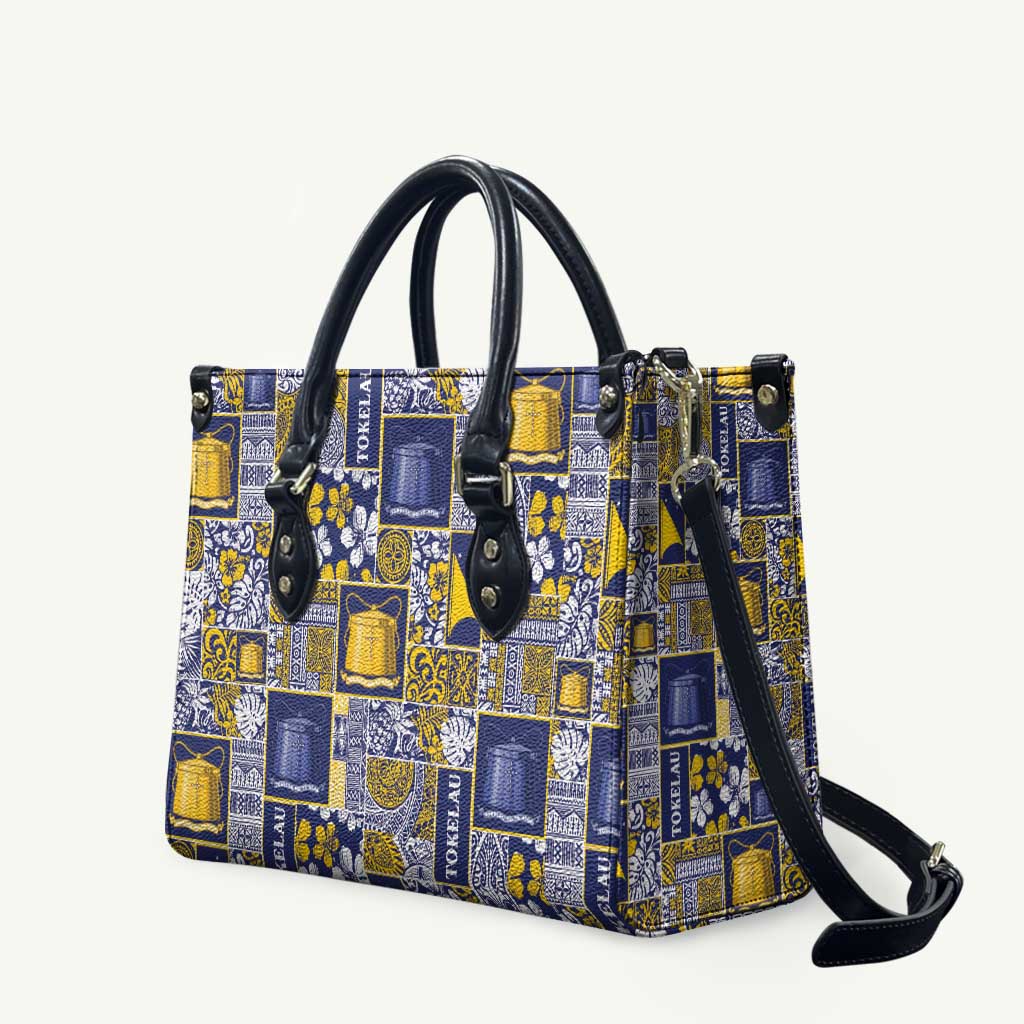 Tokelau Manuia te Kilihimahi Leather Bag Pacific Patchwork Xmas Vibes LT9 Blue - Polynesian Pride
