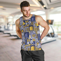 Tokelau Manuia te Kilihimahi Men Tank Top Pacific Patchwork Xmas Vibes LT9 Blue - Polynesian Pride