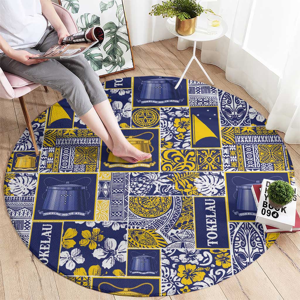 Tokelau Manuia te Kilihimahi Round Carpet Pacific Patchwork Xmas Vibes - Polynesian Pride