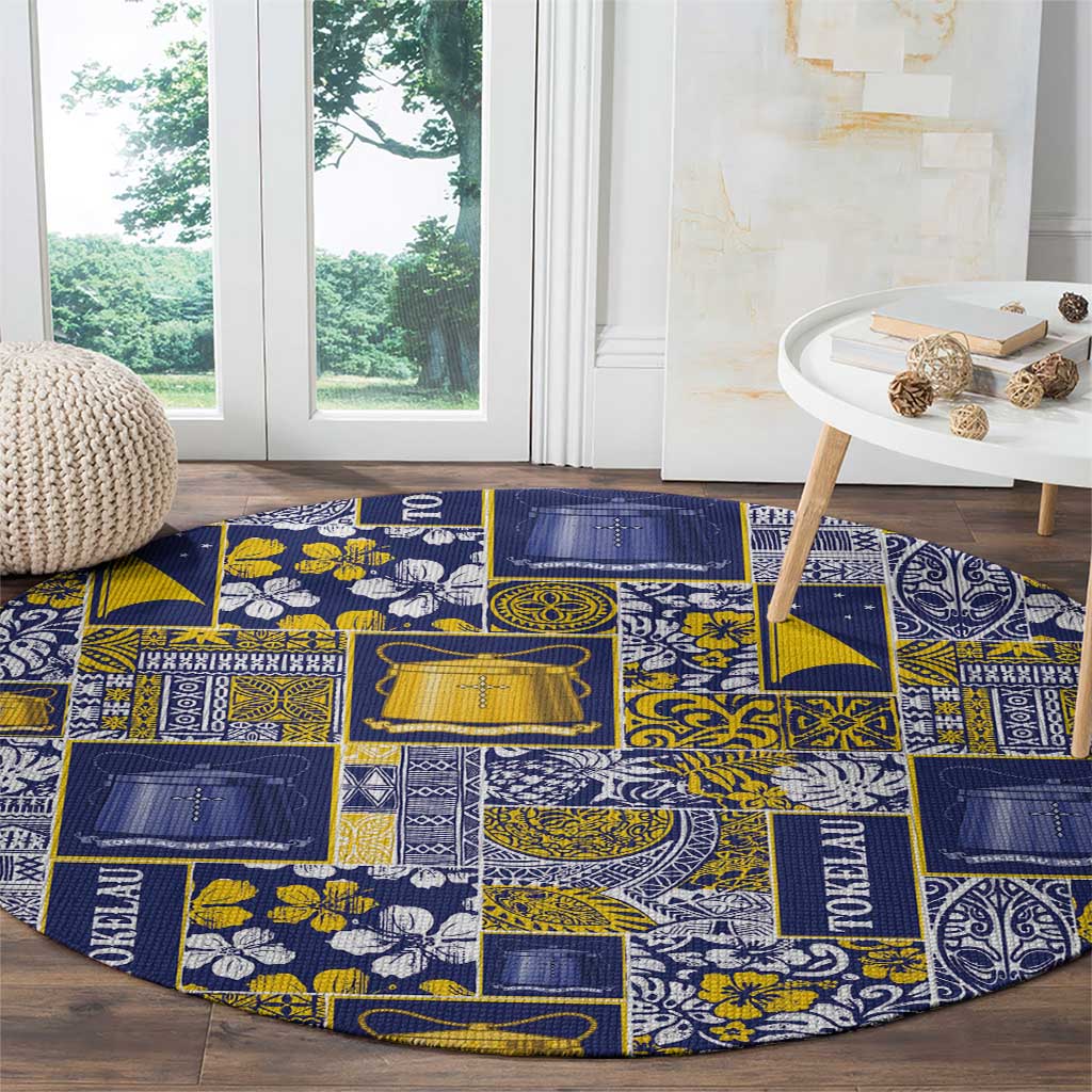 Tokelau Manuia te Kilihimahi Round Carpet Pacific Patchwork Xmas Vibes - Polynesian Pride