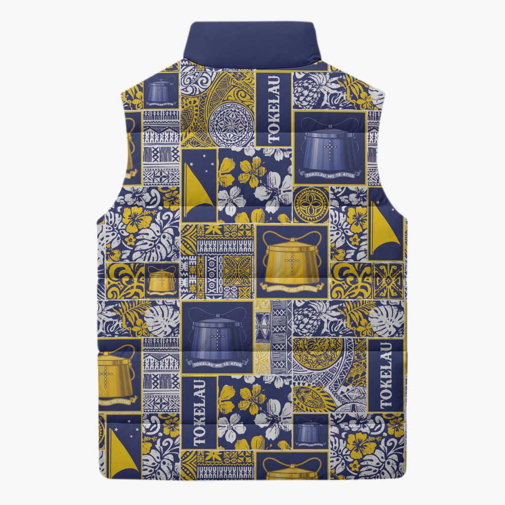 Tokelau Manuia te Kilihimahi Sleeveless Puffer Jacket Pacific Patchwork Xmas Vibes LT9 - Polynesian Pride