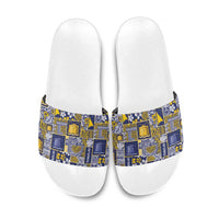 Tokelau Manuia te Kilihimahi Slide Sandals Pacific Patchwork Xmas Vibes LT9 Blue - Polynesian Pride