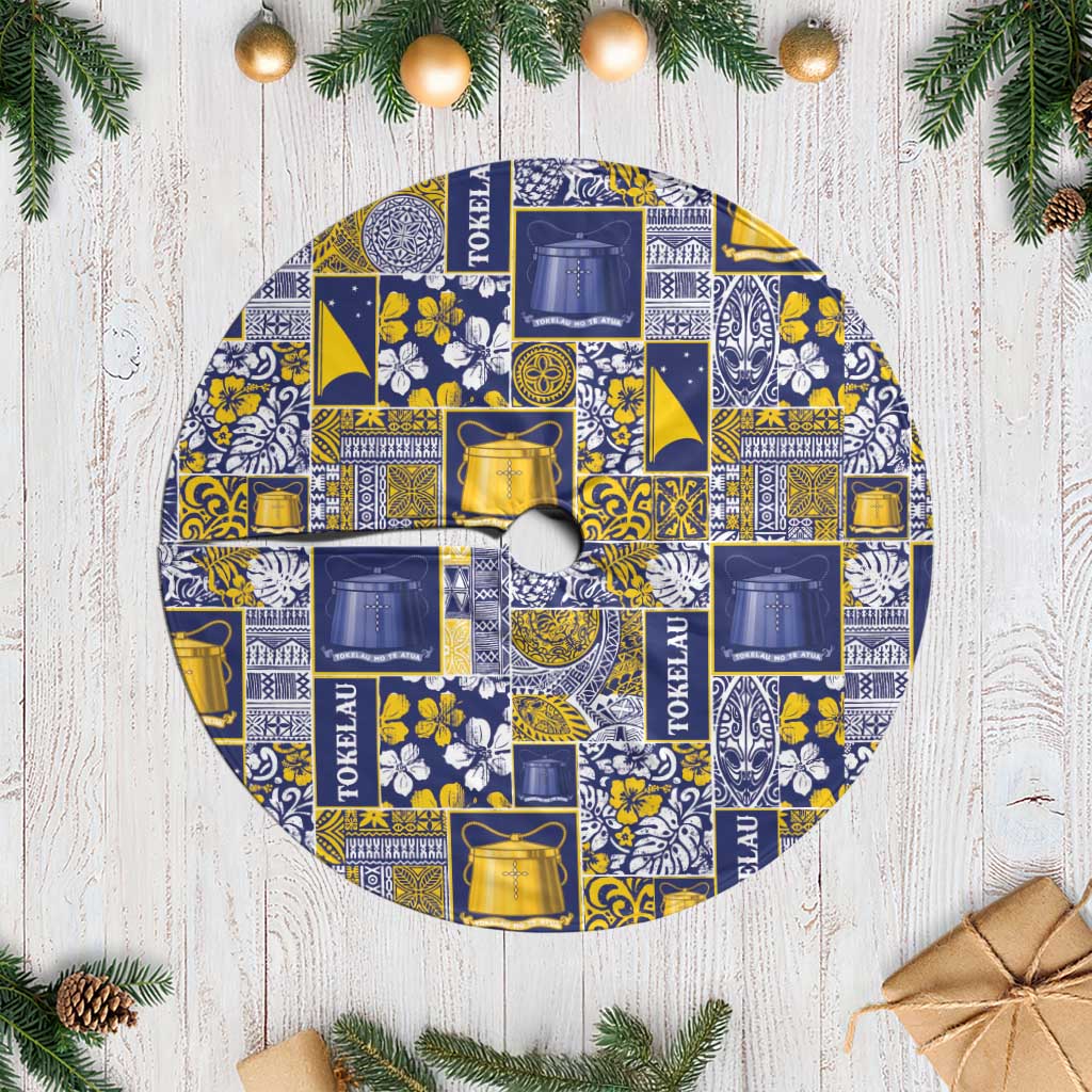 Tokelau Manuia te Kilihimahi Tree Skirt Pacific Patchwork Xmas Vibes LT9 Casual Blue - Polynesian Pride