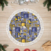 Tokelau Manuia te Kilihimahi Tree Skirt Pacific Patchwork Xmas Vibes LT9 Fringed Blue - Polynesian Pride