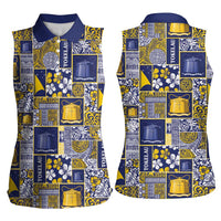 Tokelau Manuia te Kilihimahi Women Sleeveless Polo Shirt Pacific Patchwork Xmas Vibes LT9 - Polynesian Pride