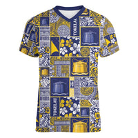 Tokelau Manuia te Kilihimahi Women V-Neck T-Shirt Pacific Patchwork Xmas Vibes - Polynesian Pride