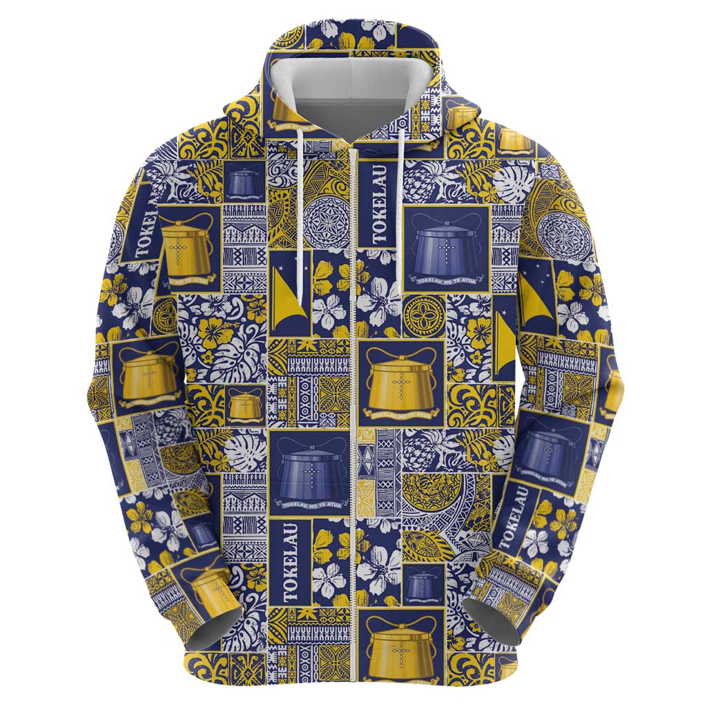 Tokelau Manuia te Kilihimahi Zip Hoodie Pacific Patchwork Xmas Vibes LT9 - Polynesian Pride