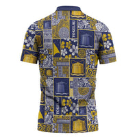 Tokelau Manuia te Kilihimahi Zipper Polo Shirt Pacific Patchwork Xmas Vibes LT9 - Polynesian Pride