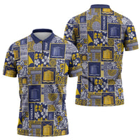 Tokelau Manuia te Kilihimahi Zipper Polo Shirt Pacific Patchwork Xmas Vibes LT9 - Polynesian Pride
