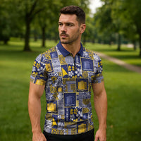 Tokelau Manuia te Kilihimahi Zipper Polo Shirt Pacific Patchwork Xmas Vibes LT9 - Polynesian Pride