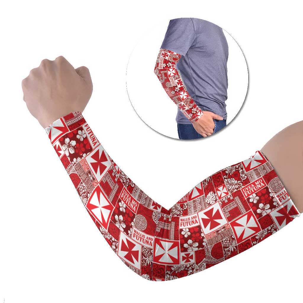 Wallis Et Futuna Kilisimasi Fiefia Arm Sleeves Pacific Patchwork Xmas Vibes LT9 Set of 2 Red - Polynesian Pride