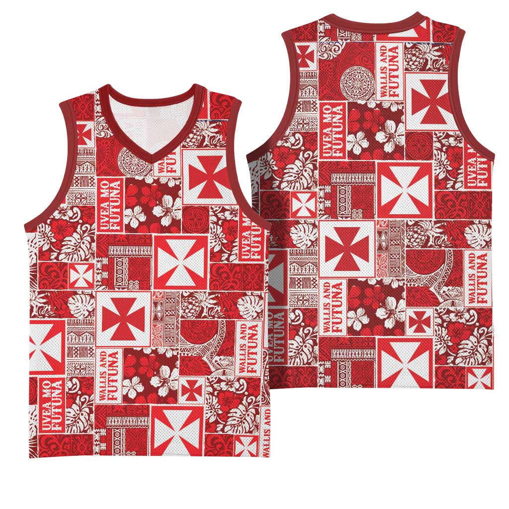 Wallis Et Futuna Kilisimasi Fiefia Basketball Jersey Pacific Patchwork Xmas Vibes LT9 - Polynesian Pride