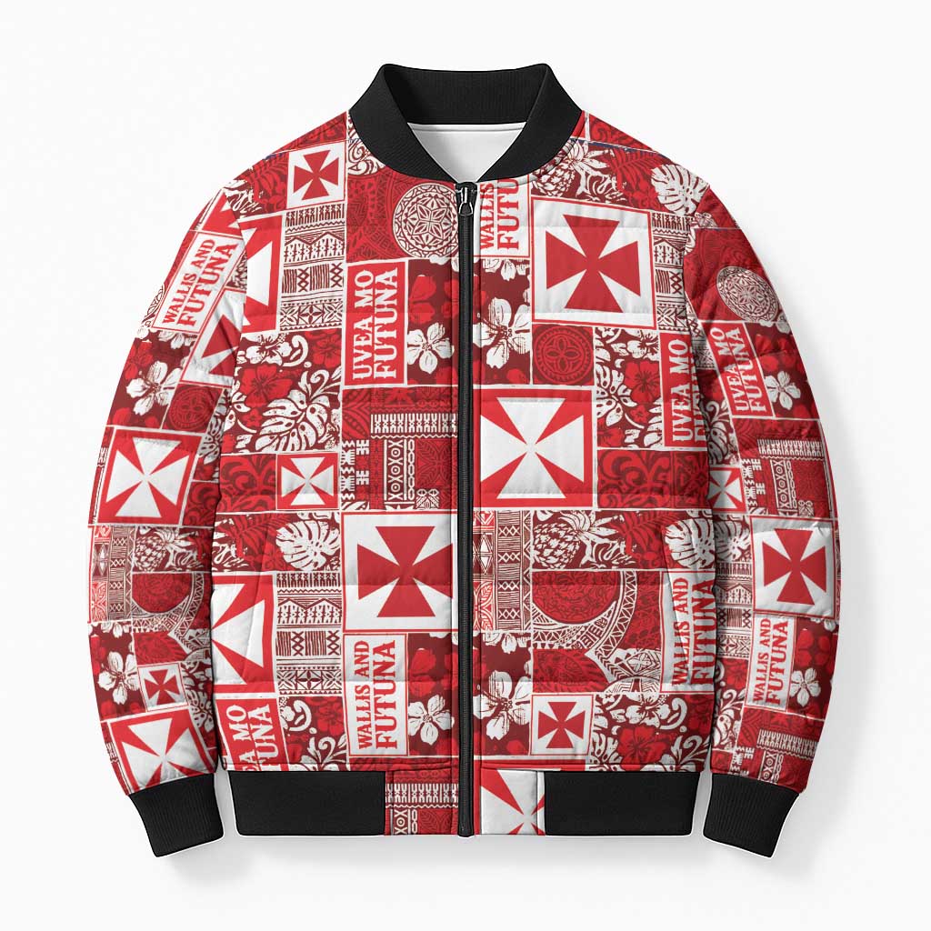 Wallis Et Futuna Kilisimasi Fiefia Bomber Puffer Jacket Pacific Patchwork Xmas Vibes LT9 Unisex Red - Polynesian Pride