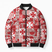 Wallis Et Futuna Kilisimasi Fiefia Bomber Puffer Jacket Pacific Patchwork Xmas Vibes LT9 Unisex Red - Polynesian Pride
