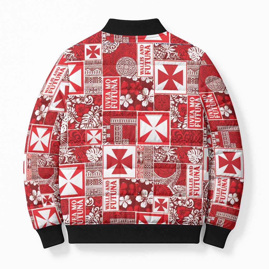 Wallis Et Futuna Kilisimasi Fiefia Bomber Puffer Jacket Pacific Patchwork Xmas Vibes LT9 - Polynesian Pride