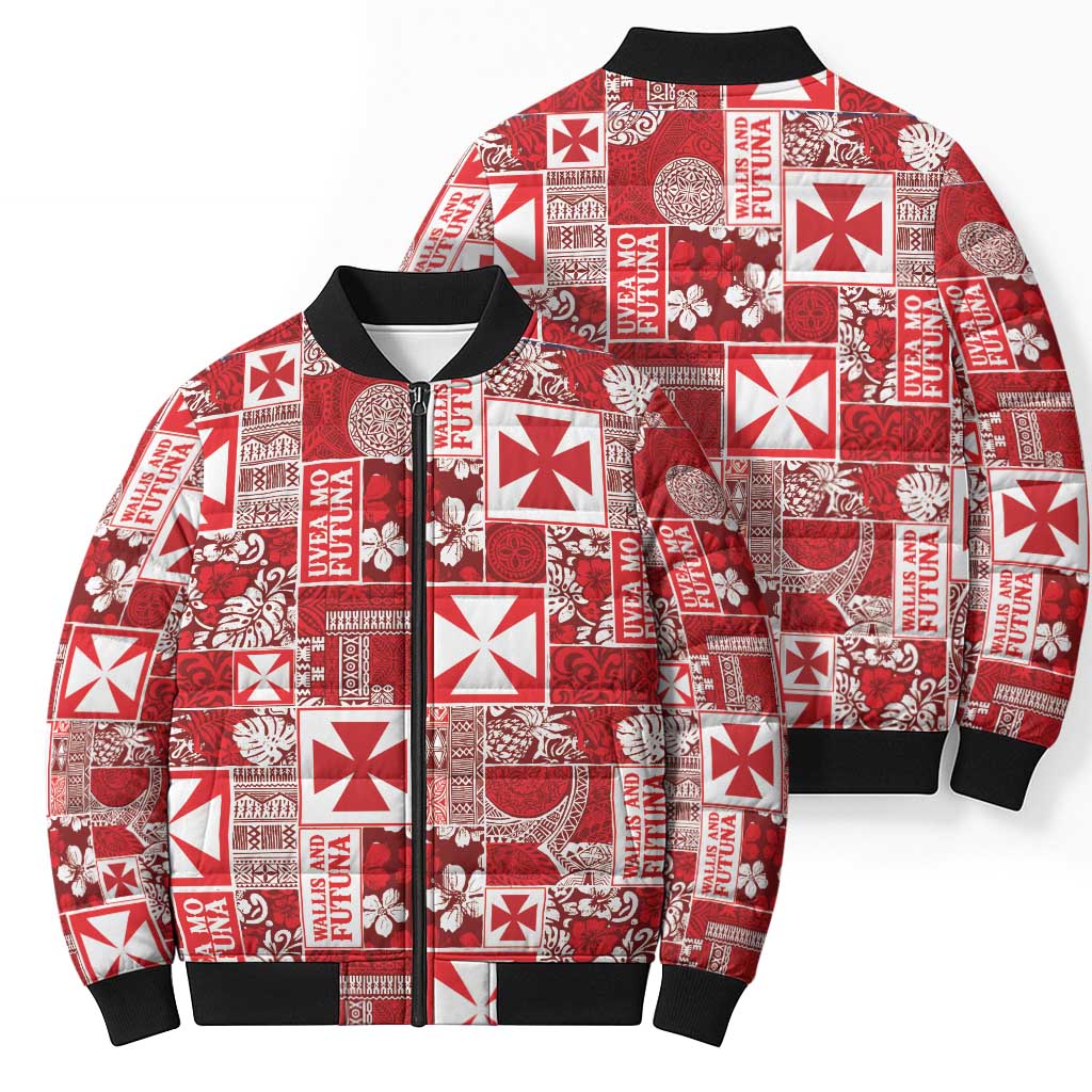 Wallis Et Futuna Kilisimasi Fiefia Bomber Puffer Jacket Pacific Patchwork Xmas Vibes LT9 - Polynesian Pride