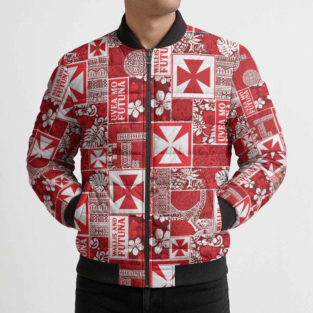 Wallis Et Futuna Kilisimasi Fiefia Bomber Puffer Jacket Pacific Patchwork Xmas Vibes LT9 - Polynesian Pride
