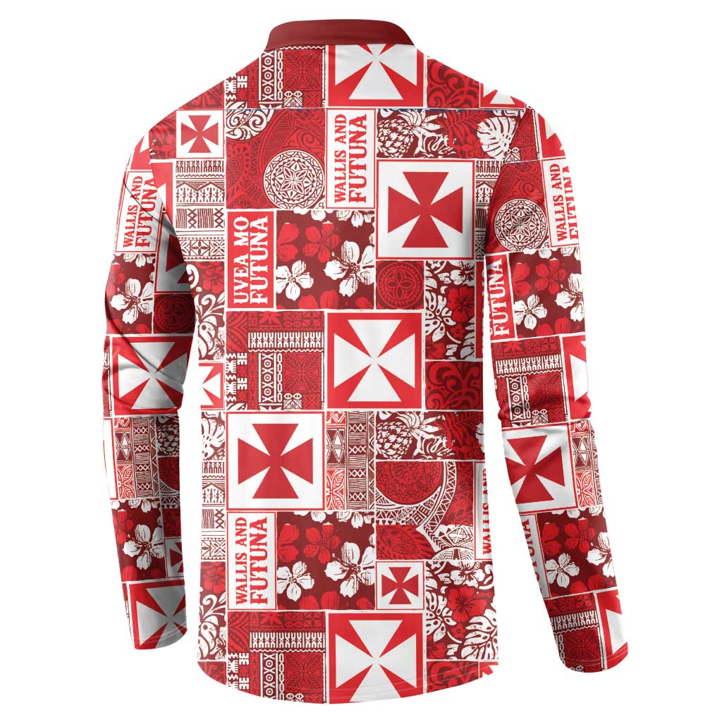 Wallis Et Futuna Kilisimasi Fiefia Button Sweatshirt Pacific Patchwork Xmas Vibes LT9 - Polynesian Pride