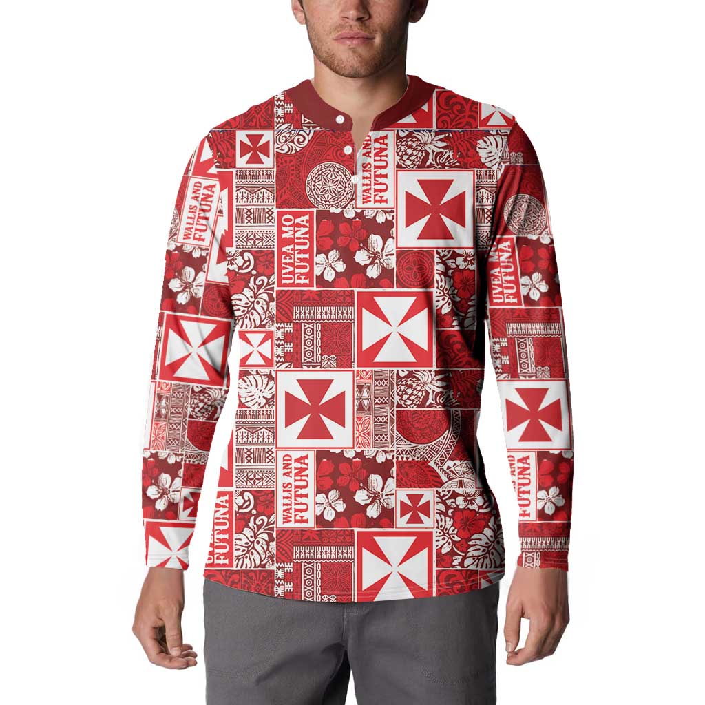 Wallis Et Futuna Kilisimasi Fiefia Button Sweatshirt Pacific Patchwork Xmas Vibes LT9 - Polynesian Pride