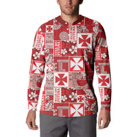 Wallis Et Futuna Kilisimasi Fiefia Button Sweatshirt Pacific Patchwork Xmas Vibes LT9 - Polynesian Pride