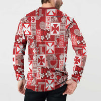 Wallis Et Futuna Kilisimasi Fiefia Button Sweatshirt Pacific Patchwork Xmas Vibes LT9 - Polynesian Pride