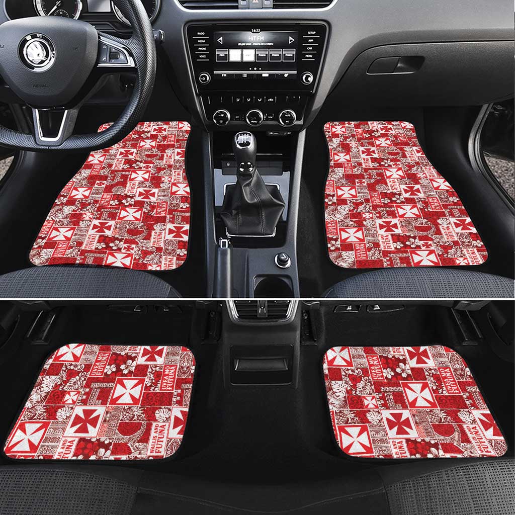 Wallis Et Futuna Kilisimasi Fiefia Car Mats Pacific Patchwork Xmas Vibes LT9 Set 4pcs Red - Polynesian Pride