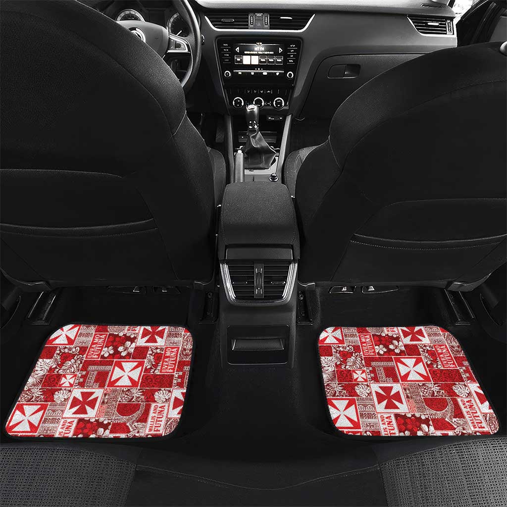 Wallis Et Futuna Kilisimasi Fiefia Car Mats Pacific Patchwork Xmas Vibes LT9 Set 2pcs - Back Red - Polynesian Pride