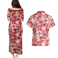 Wallis Et Futuna Kilisimasi Fiefia Couples Matching Puletasi and Hawaiian Shirt Pacific Patchwork Xmas Vibes - Polynesian Pride