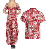 Wallis Et Futuna Kilisimasi Fiefia Couples Matching Summer Maxi Dress and Hawaiian Shirt Pacific Patchwork Xmas Vibes - Polynesian Pride
