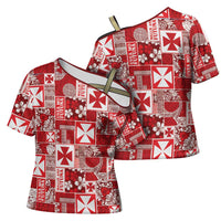 Wallis Et Futuna Kilisimasi Fiefia Cross Shoulder Shirt Pacific Patchwork Xmas Vibes LT9 - Polynesian Pride