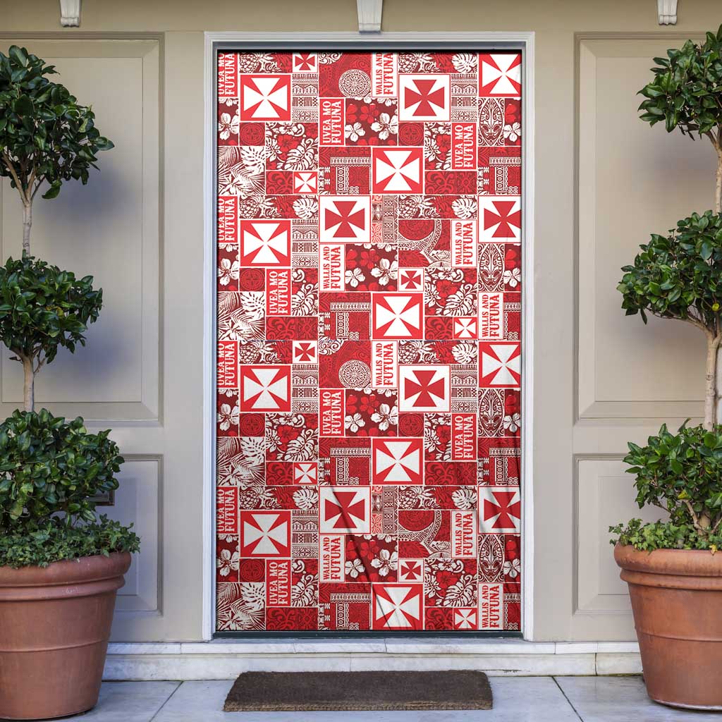Wallis Et Futuna Kilisimasi Fiefia Door Cover Pacific Patchwork Xmas Vibes LT9 Red - Polynesian Pride