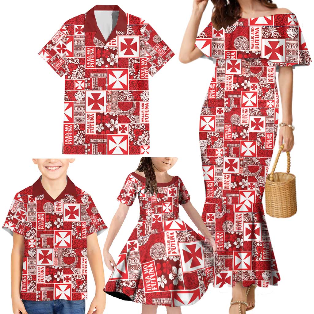 Wallis Et Futuna Kilisimasi Fiefia Family Matching Mermaid Dress and Hawaiian Shirt Pacific Patchwork Xmas Vibes - Polynesian Pride