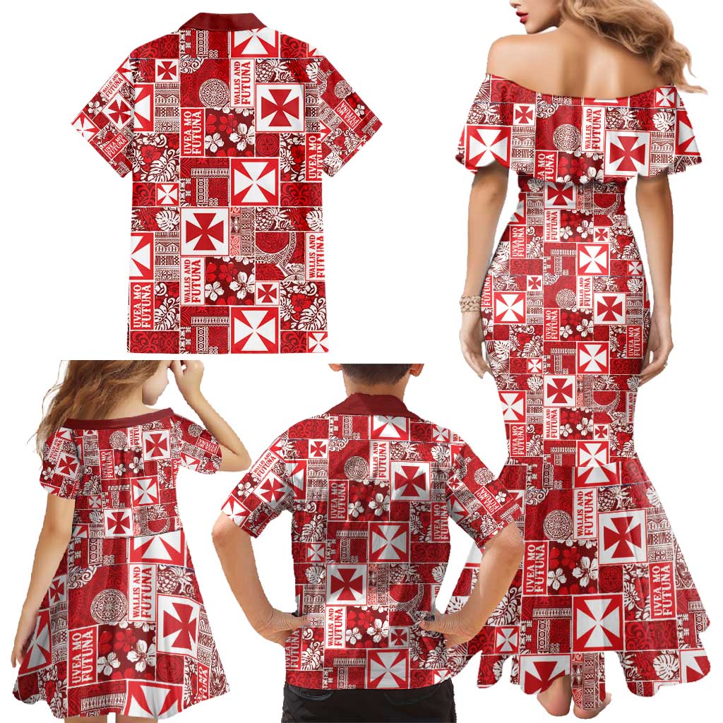 Wallis Et Futuna Kilisimasi Fiefia Family Matching Mermaid Dress and Hawaiian Shirt Pacific Patchwork Xmas Vibes - Polynesian Pride