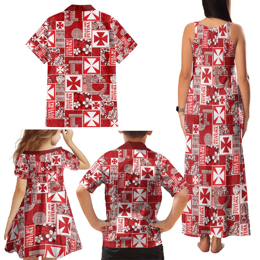 Wallis Et Futuna Kilisimasi Fiefia Family Matching Tank Maxi Dress and Hawaiian Shirt Pacific Patchwork Xmas Vibes - Polynesian Pride
