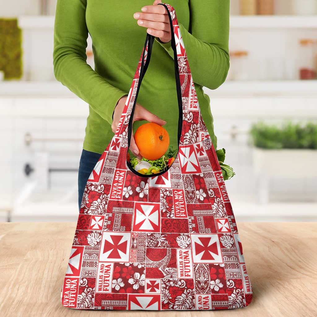 Wallis Et Futuna Kilisimasi Fiefia Grocery Bag Pacific Patchwork Xmas Vibes - Polynesian Pride