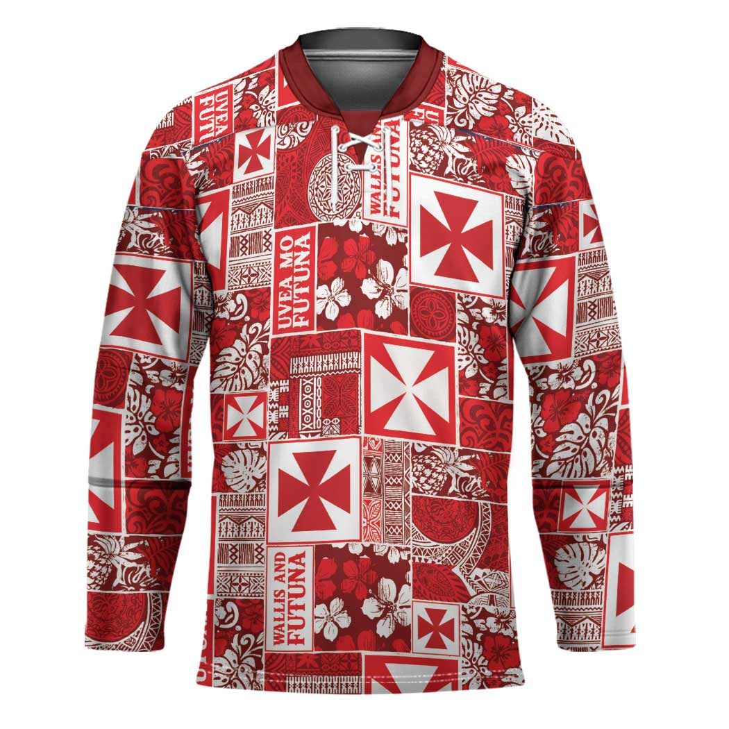 Wallis Et Futuna Kilisimasi Fiefia Hockey Jersey Pacific Patchwork Xmas Vibes - Polynesian Pride