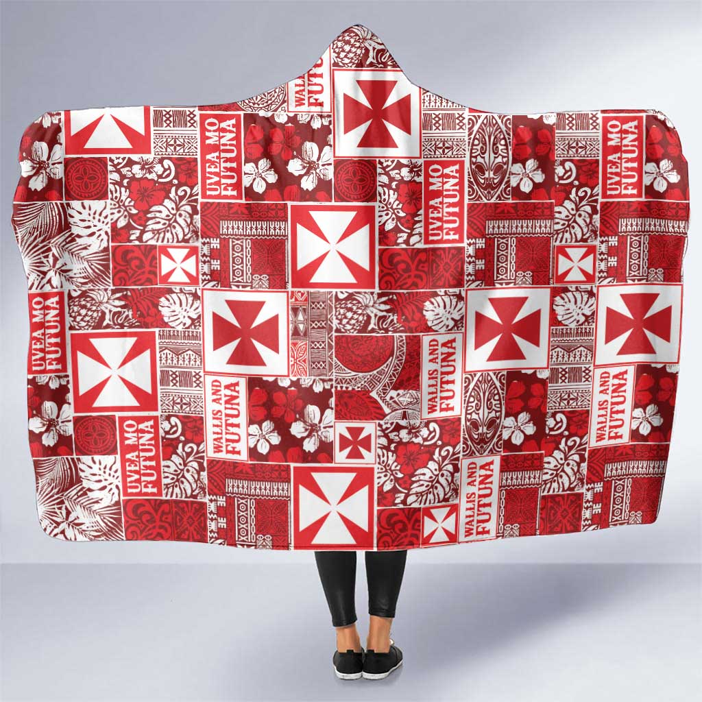 Wallis Et Futuna Kilisimasi Fiefia Hooded Blanket Pacific Patchwork Xmas Vibes LT9 One Size Red - Polynesian Pride