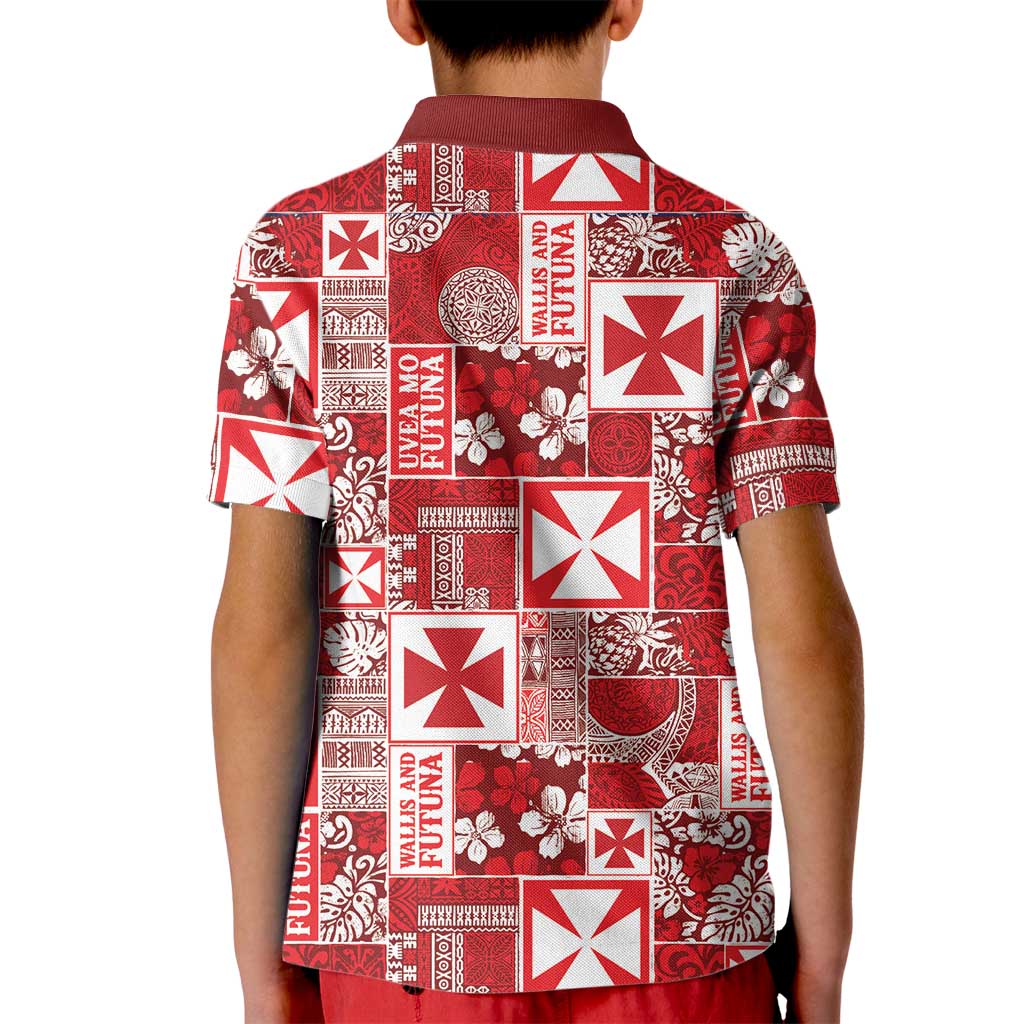 Wallis Et Futuna Kilisimasi Fiefia Kid Polo Shirt Pacific Patchwork Xmas Vibes LT9 - Polynesian Pride