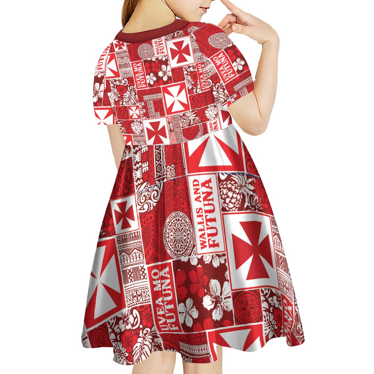 Wallis Et Futuna Kilisimasi Fiefia Kid Short Sleeve Dress Pacific Patchwork Xmas Vibes LT9 - Polynesian Pride