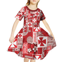 Wallis Et Futuna Kilisimasi Fiefia Kid Short Sleeve Dress Pacific Patchwork Xmas Vibes LT9 - Polynesian Pride
