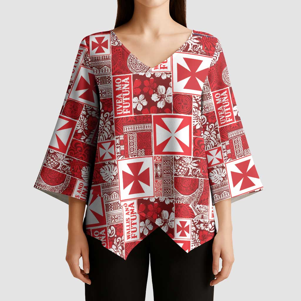 Wallis Et Futuna Kilisimasi Fiefia Kimono Sleeve Blouse Pacific Patchwork Xmas Vibes LT9 - Polynesian Pride