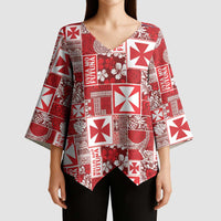 Wallis Et Futuna Kilisimasi Fiefia Kimono Sleeve Blouse Pacific Patchwork Xmas Vibes LT9 - Polynesian Pride