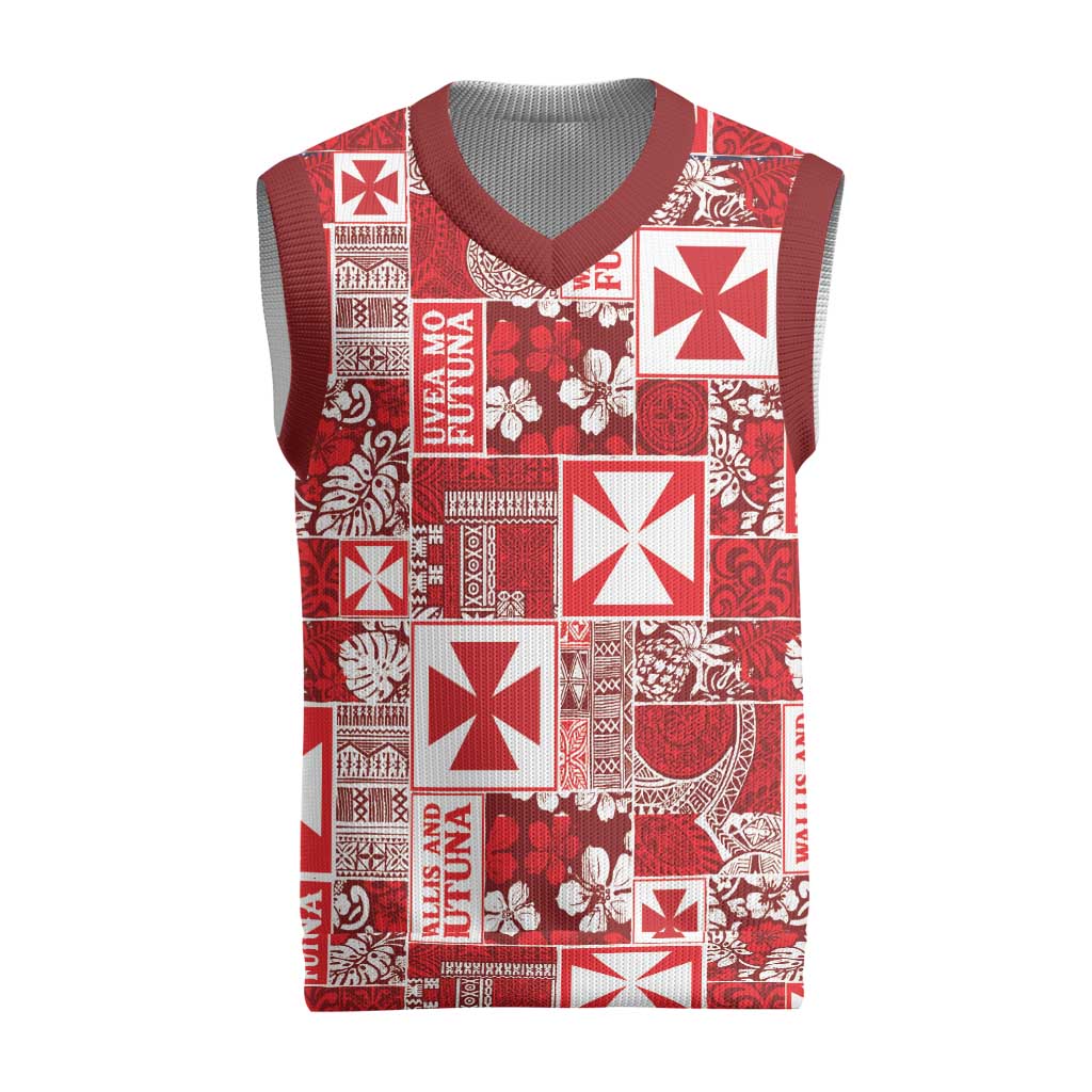 Wallis Et Futuna Kilisimasi Fiefia Christmas Knitted V-Neck Vest Pacific Patchwork Xmas Vibes - Polynesian Pride