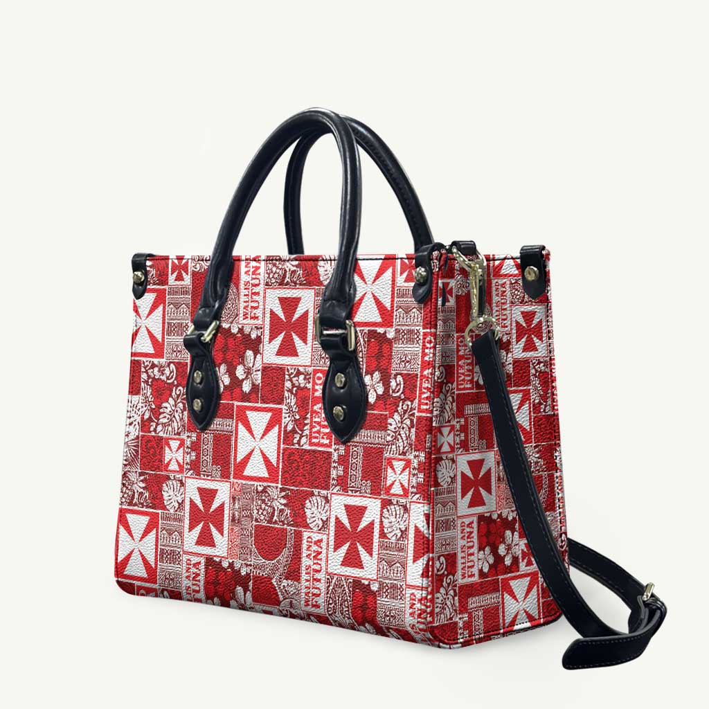 Wallis Et Futuna Kilisimasi Fiefia Leather Bag Pacific Patchwork Xmas Vibes LT9 Red - Polynesian Pride
