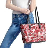 Wallis Et Futuna Kilisimasi Fiefia Leather Tote Bag Pacific Patchwork Xmas Vibes - Polynesian Pride