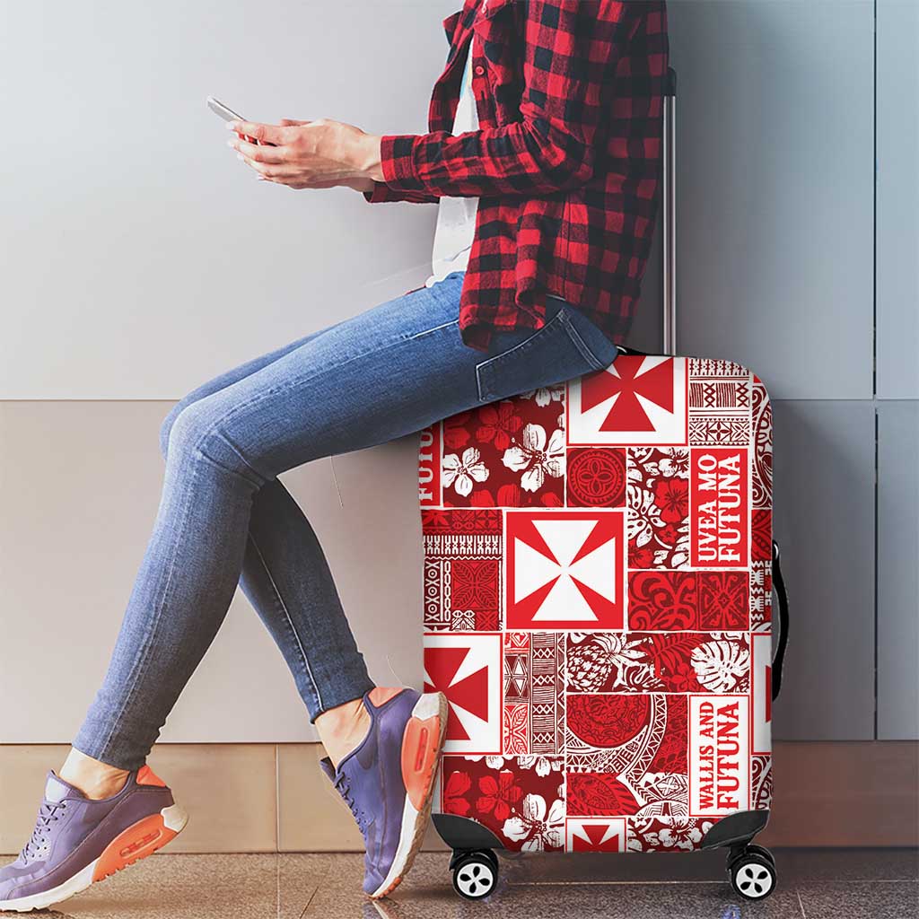 Wallis Et Futuna Kilisimasi Fiefia Luggage Cover Pacific Patchwork Xmas Vibes - Polynesian Pride